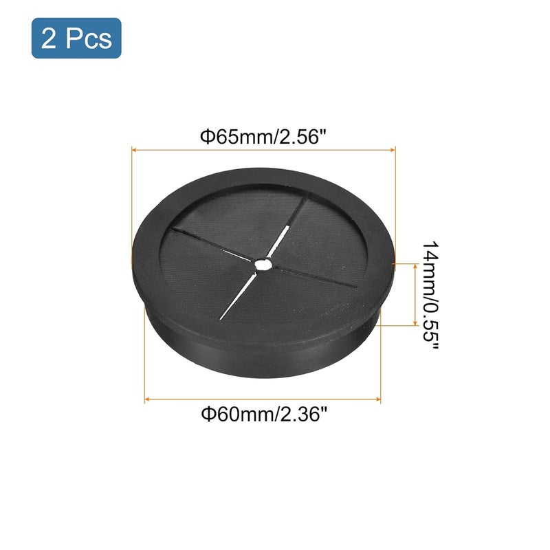 uxcell 2 Pcs Cable Cord Grommet, 2-3/8 Inch (60mm) Desk Grommet Flexible Rubber Grommets Wire Hole Cover Pass Through for Office Computer Desk Wire Organizer, Black - Image 2